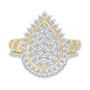 Thumbnail Image 1 of 1.23 CT. T.W. Pear-Shaped Multi-Diamond Sunburst Frame Bridal Set in 10K Gold