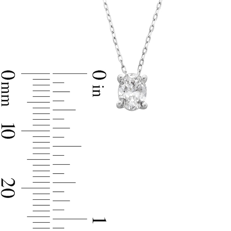 Main Image 3 of 0.50 CT. Oval Certified Lab-Grown Diamond Solitaire Pendant in 14K White Gold (F/SI2)