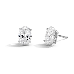 2.00 CT. T.W. Oval Certified Lab-Grown Diamond Solitaire Stud Earrings in 14K White Gold (F/SI2)