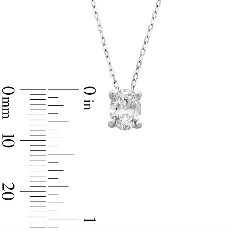 Main Image 3 of 1.00 CT. Oval Certified Lab-Grown Diamond Solitaire Pendant in 14K White Gold (F/SI2)