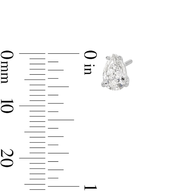 Main Image 2 of 1.00 CT. T.W. Pear-Shaped Certified Lab-Grown Diamond Solitaire Stud Earrings in 14K White Gold (F/SI2)