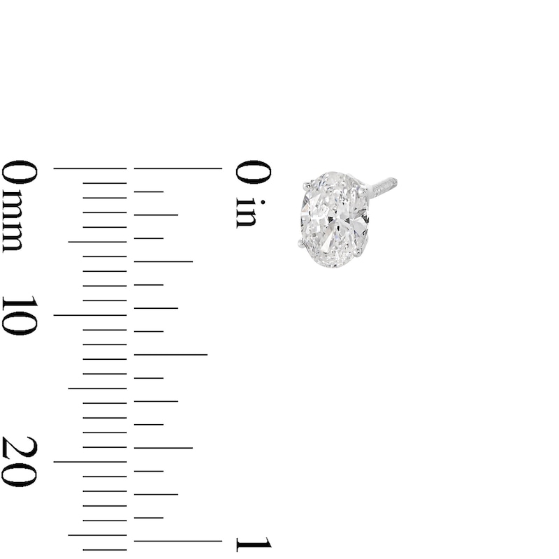 Main Image 2 of 1.00 CT. T.W. Oval Certified Lab-Grown Diamond Solitaire Stud Earrings in 14K White Gold (F/SI2)
