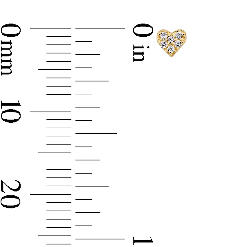 Main Image 2 of Cubic Zirconia Heart Single Cartilage Stud Earring in Hollow 14K Gold