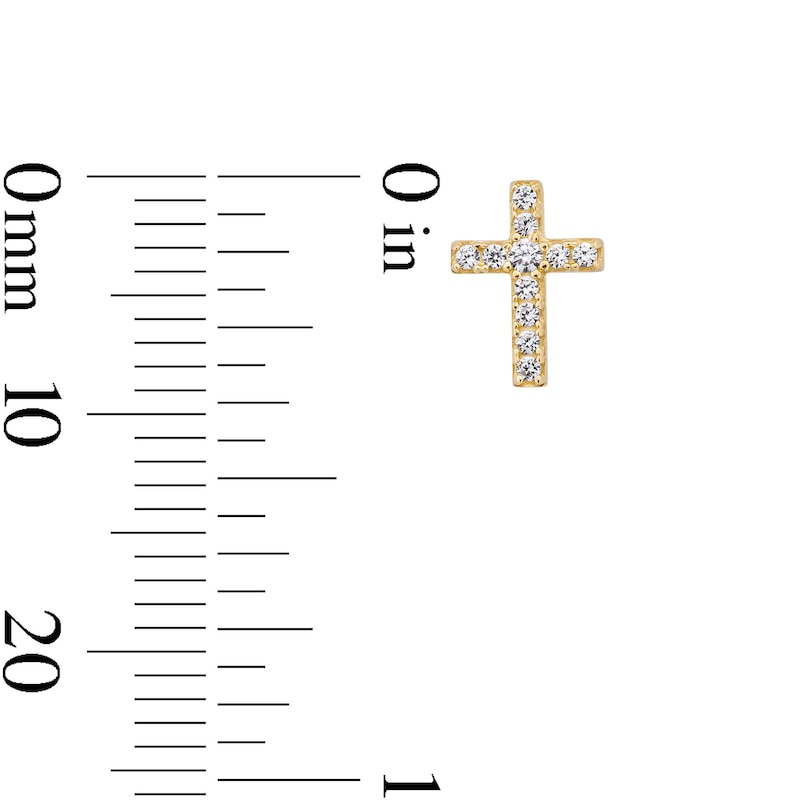 Main Image 2 of Cubic Zirconia Cross Single Cartilage Stud Earring in Hollow 14K Gold