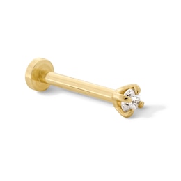 Diamond Accent Solitaire Single Cartilage Stud Earring in Hollow 14K Gold