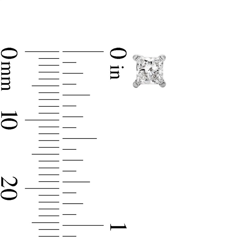 Main Image 2 of 1.00 CT. T.W. Princess-Cut Certified Lab-Grown Diamond Solitaire Stud Earrings in 14K White Gold (F/SI2)