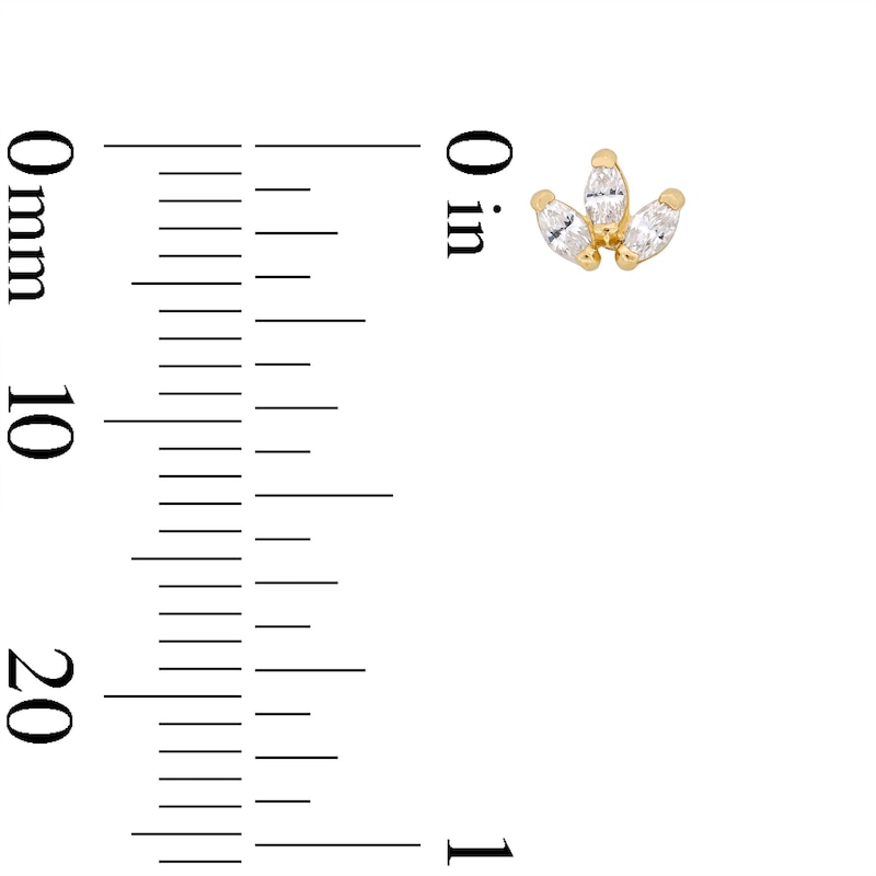 Main Image 2 of Marquise-Cut Cubic Zirconia Flower Single Cartilage Stud Earring in Hollow 14K Gold