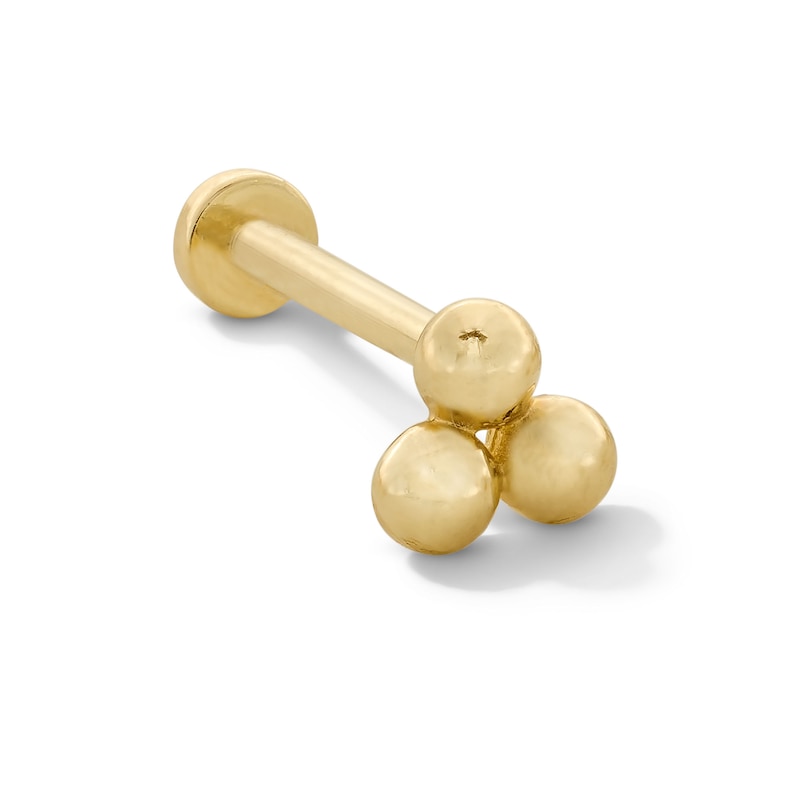 Main Image 1 of Polished Ball Trio Single Cartilage Stud Earring in Hollow 14K Gold