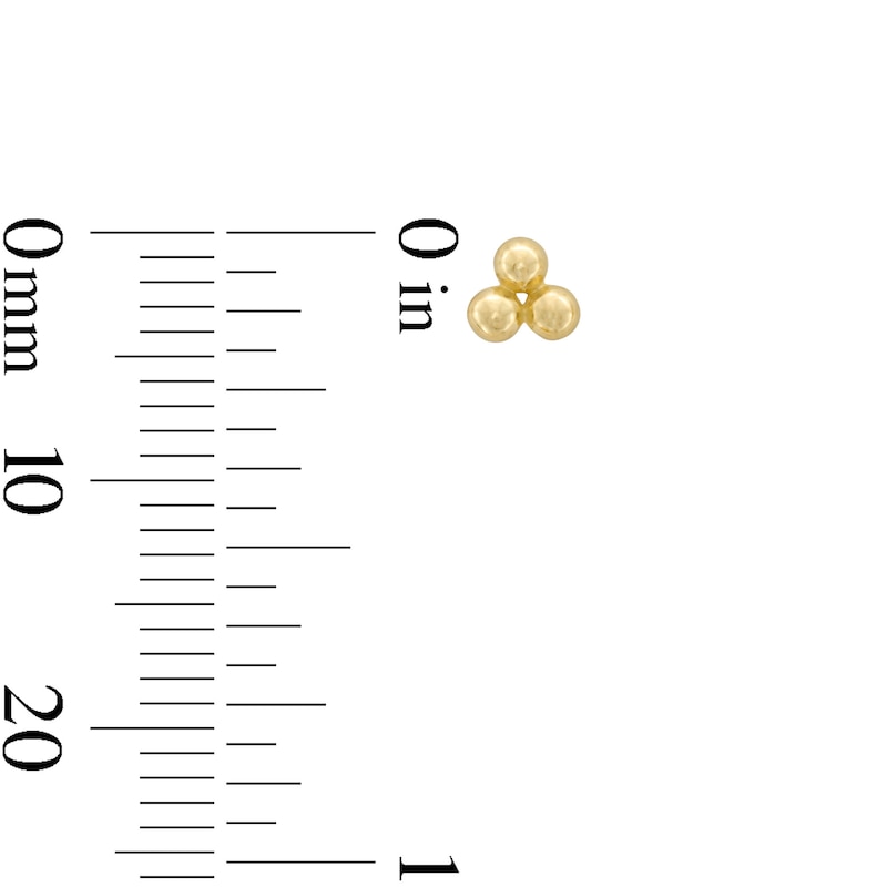 Main Image 2 of Polished Ball Trio Single Cartilage Stud Earring in Hollow 14K Gold