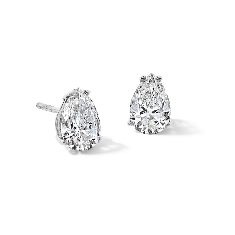 Main Image 1 of 2.00 CT. T.W. Pear-Shaped Certified Lab-Grown Diamond Solitaire Stud Earrings in 14K White Gold (F/SI2)