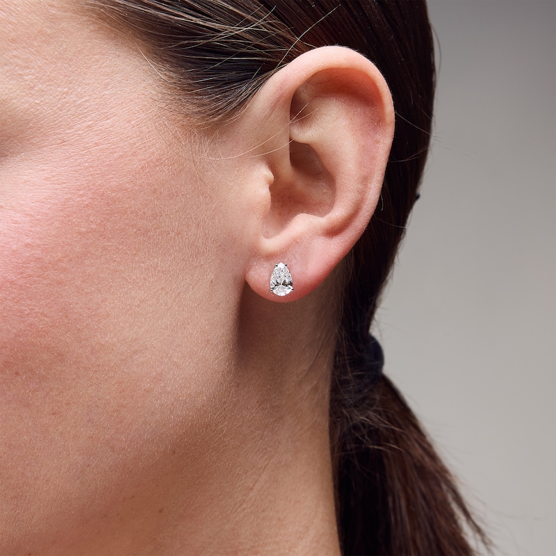 Main Image 2 of 2.00 CT. T.W. Pear-Shaped Certified Lab-Grown Diamond Solitaire Stud Earrings in 14K White Gold (F/SI2)