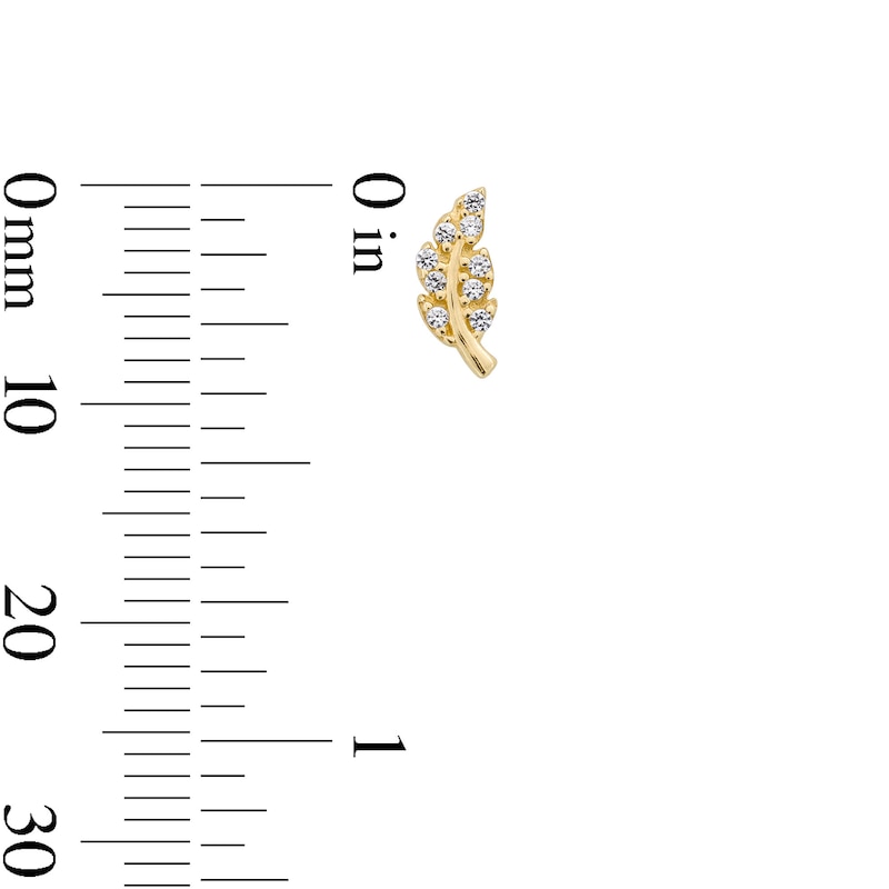 Main Image 2 of Cubic Zirconia Leaf Single Cartilage Stud Earring in Hollow 14K Gold
