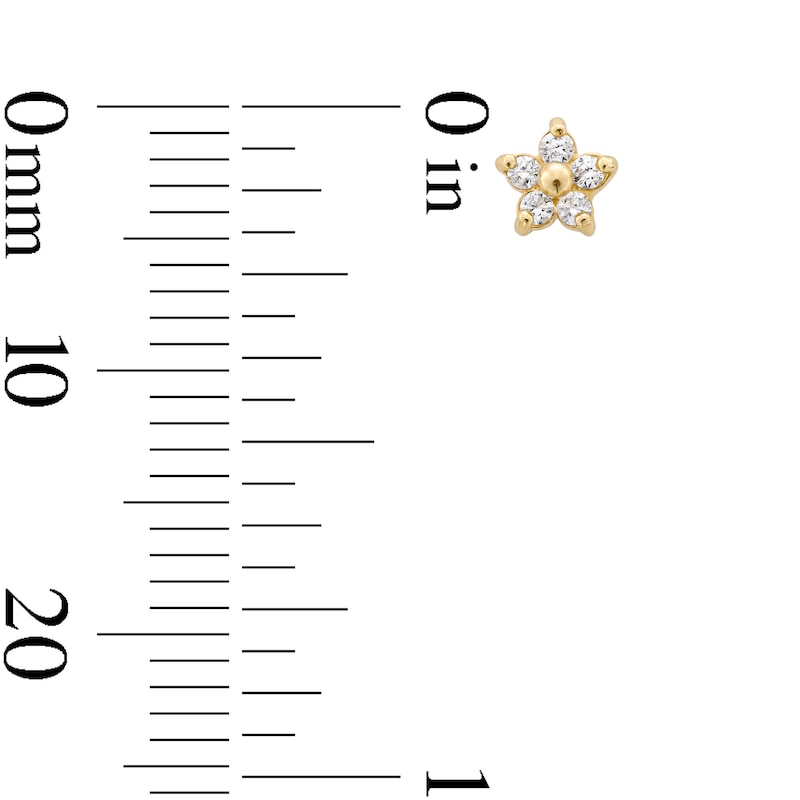 Main Image 2 of 0.05 CT. T.W. Diamond Flower Single Cartilage Stud Earring in Hollow 14K Gold