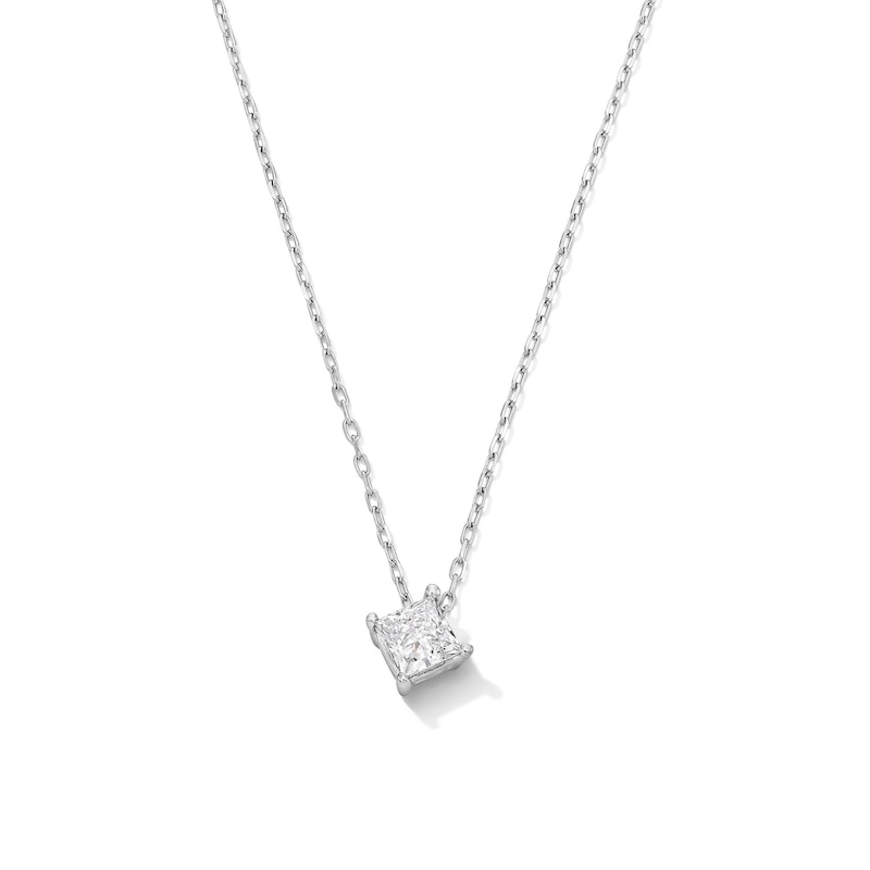 0.50 CT. Princess-Cut Certified Lab-Created Diamond Solitaire Pendant in 14K White Gold (F/SI2)
