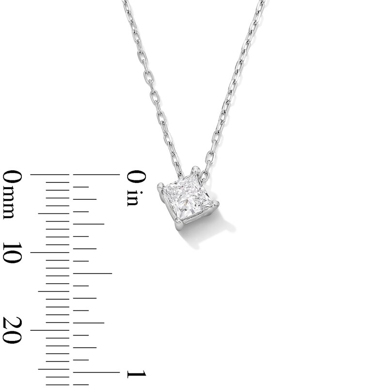 0.50 CT. Princess-Cut Certified Lab-Grown Diamond Solitaire Pendant in 14K White Gold (F/SI2)