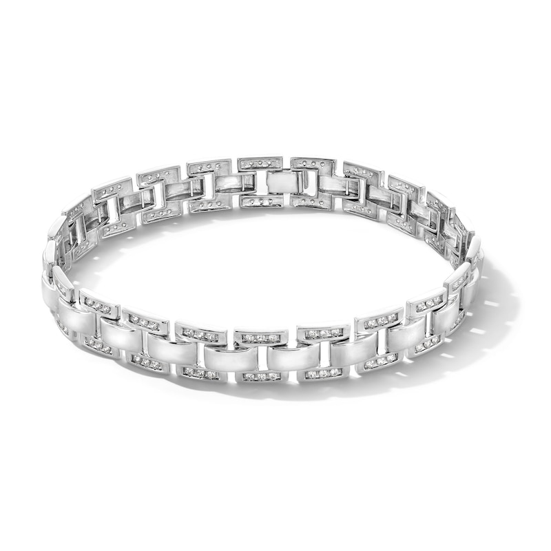 1.45 CT. T.W. Certified Lab-Grown Diamond Triple Row Link Bracelet in Sterling Silver (F/SI2) - 8.5”