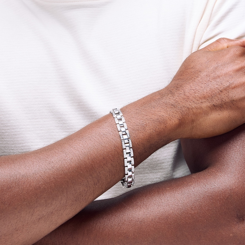Main Image 2 of 1.45 CT. T.W. Certified Lab-Grown Diamond Triple Row Link Bracelet in Sterling Silver (F/SI2) - 8.5”