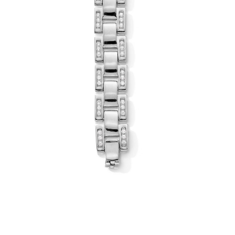 Main Image 2 of 1.45 CT. T.W. Certified Lab-Grown Diamond Triple Row Link Bracelet in Sterling Silver (F/SI2) - 8.5”