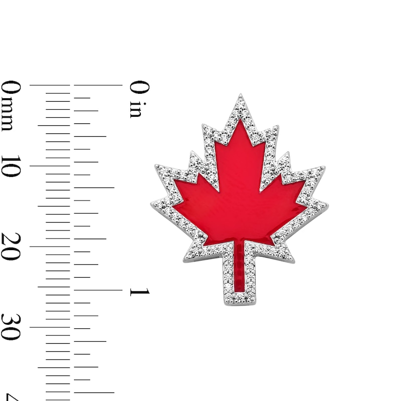 0.30 CT. T.W. Diamond and Ceramic Maple Leaf Necklace Charm in Sterling Silver