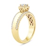 Thumbnail Image 2 of 0.75 CT. T.W. Princess-Cut Canadian Certified Centre Diamond Cushion Frame Engagement Ring in 10K Gold (I/I1)