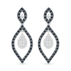 Thumbnail Image 1 of 0.45 CT. T.W. Black and White Diamond Marquise Drop Dangle Earrings in Sterling Silver