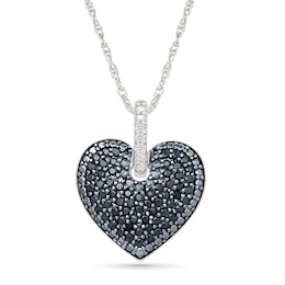 0.29 CT. T.W. Heart-Shaped Black Multi-Diamond Pendant in Sterling Silver and Black Rhodium