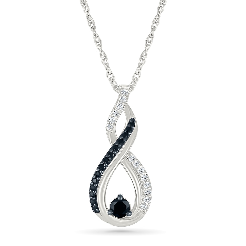 Main Image 1 of 0.23 CT. T.W. Black and White Diamond Infinity Pendant in Sterling Silver