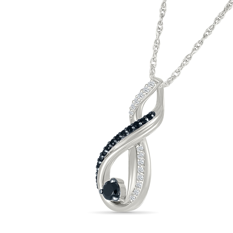 Main Image 2 of 0.23 CT. T.W. Black and White Diamond Infinity Pendant in Sterling Silver