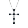 Thumbnail Image 1 of 0.23 CT. T.W. Black and White Diamond Station Cross Pendant in Sterling Silver