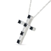 Thumbnail Image 2 of 0.23 CT. T.W. Black and White Diamond Station Cross Pendant in Sterling Silver