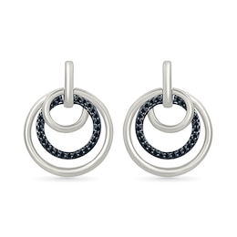 0.18 CT. T.W. Black Diamond Triple Circle Drop Earrings in Sterling Silver