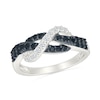Thumbnail Image 1 of 0.45 CT. T.W. Black and White Diamond Infinity Knot Ring in Sterling Silver