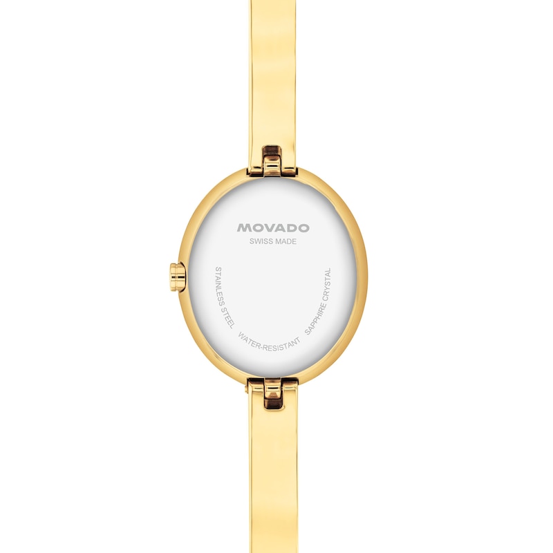 Ladies' Movado Museum® Gold-Tone PVD Bangle Watch with Silvery-White Sunray Dial (Model: 608072)
