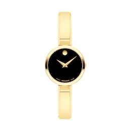 Ladies' Movado Moda Gold-Tone PVD Bangle Watch with Black Dial (Model: 608013)