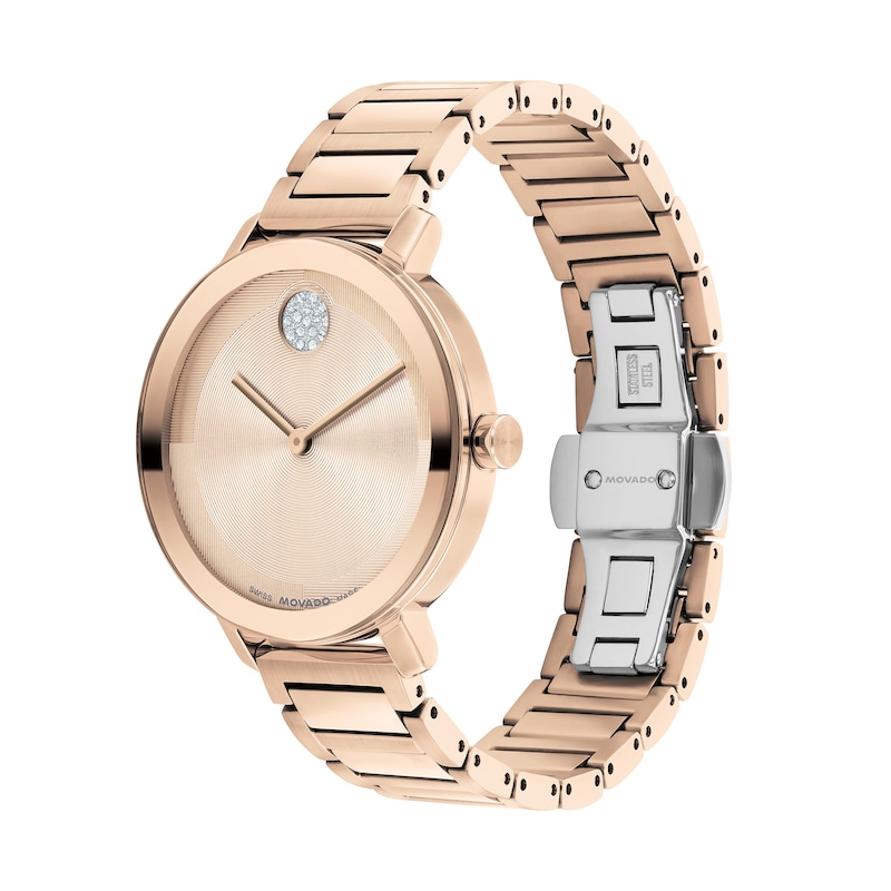 Ladies' Movado Bold® Evolution 2.0 Crystal Accent Rose-Tone IP Watch with Rose-Tone Dial (Model: 3601266)