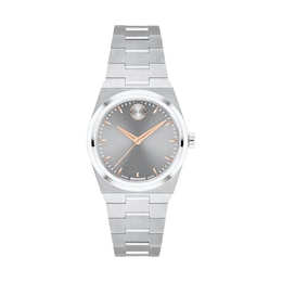 Ladies' Movado Bold® Quest Mini Stainless Steel Watch with Grey Sunray Dial (Model: 3601290)