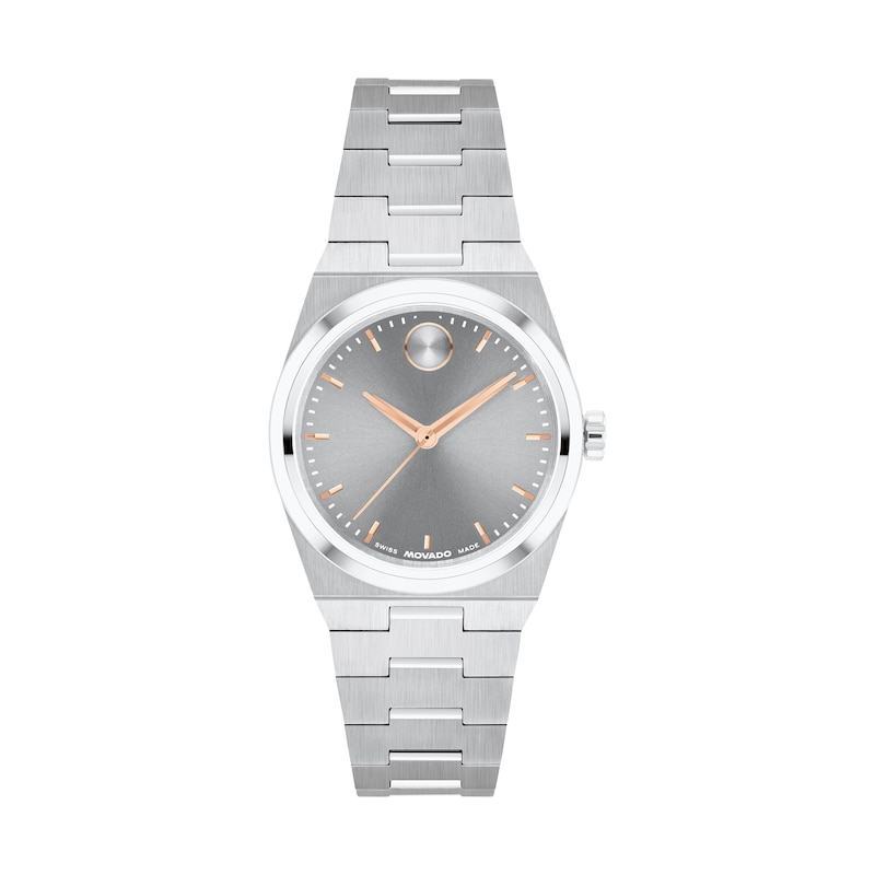 Ladies' Movado Bold® Quest Mini Stainless Steel Watch with Grey Sunray Dial (Model: 3601290)