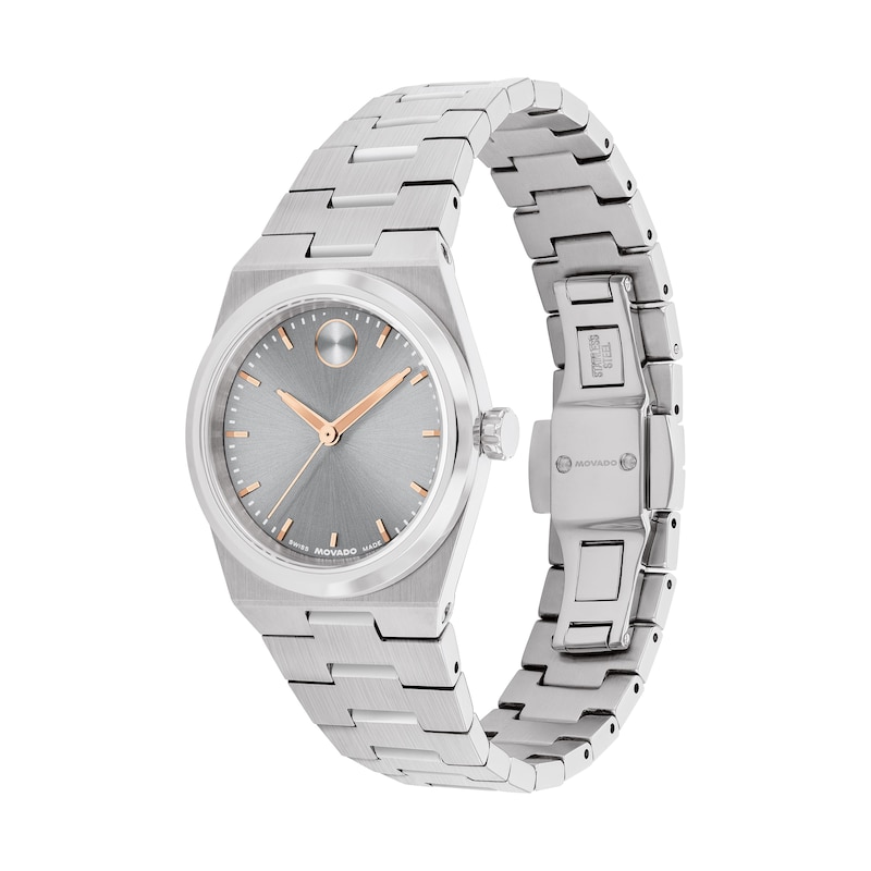 Ladies' Movado Bold® Quest Mini Stainless Steel Watch with Grey Sunray Dial (Model: 3601290)
