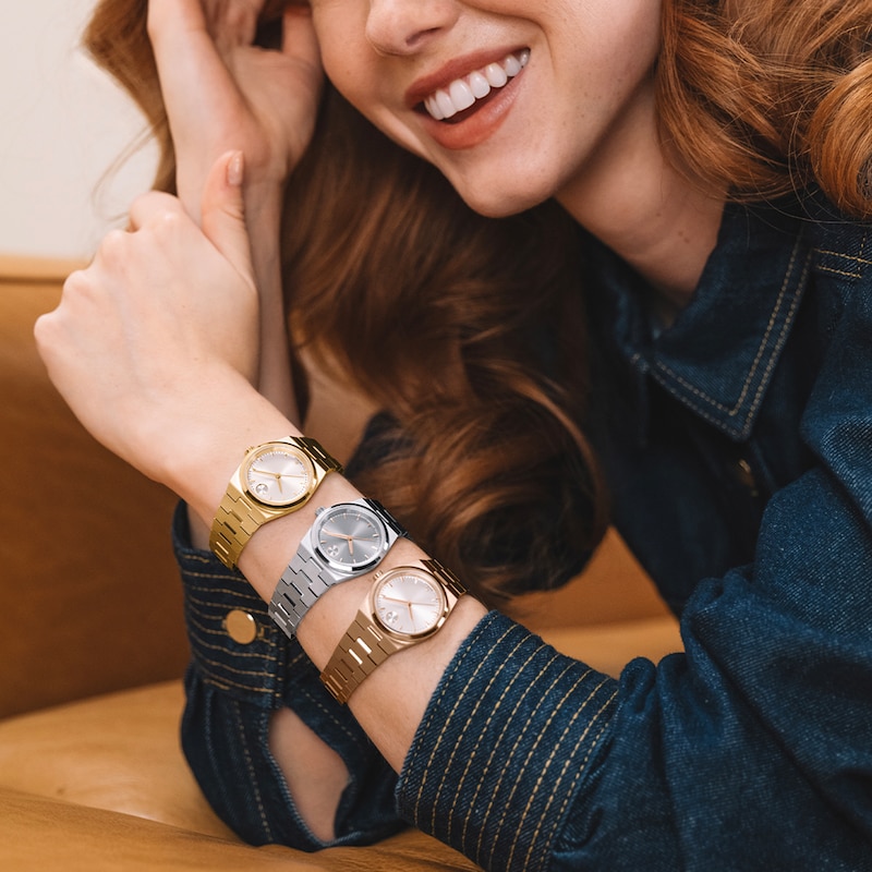 Ladies' Movado Bold® Quest Mini Stainless Steel Watch with Grey Sunray Dial (Model: 3601290)