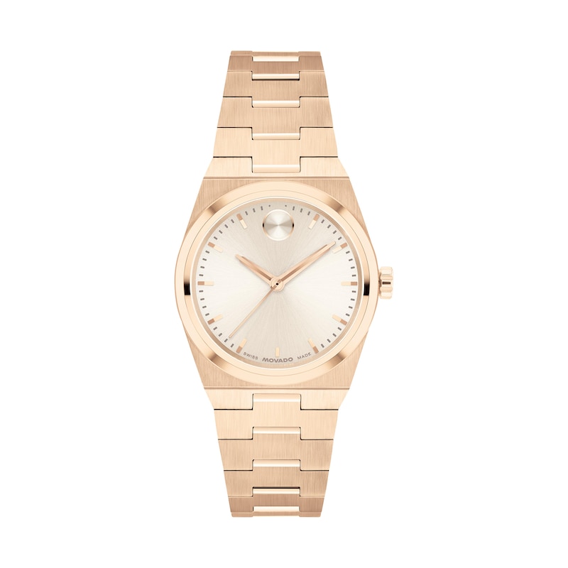Ladies' Movado Bold® Quest Mini Rose-Tone IP Watch with Champagne Sunray Dial (Model: 3601293)