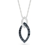 Thumbnail Image 1 of 0.23 CT. T.W. Black and White Diamond Interlocking Marquise Drop Pendant in Sterling Silver