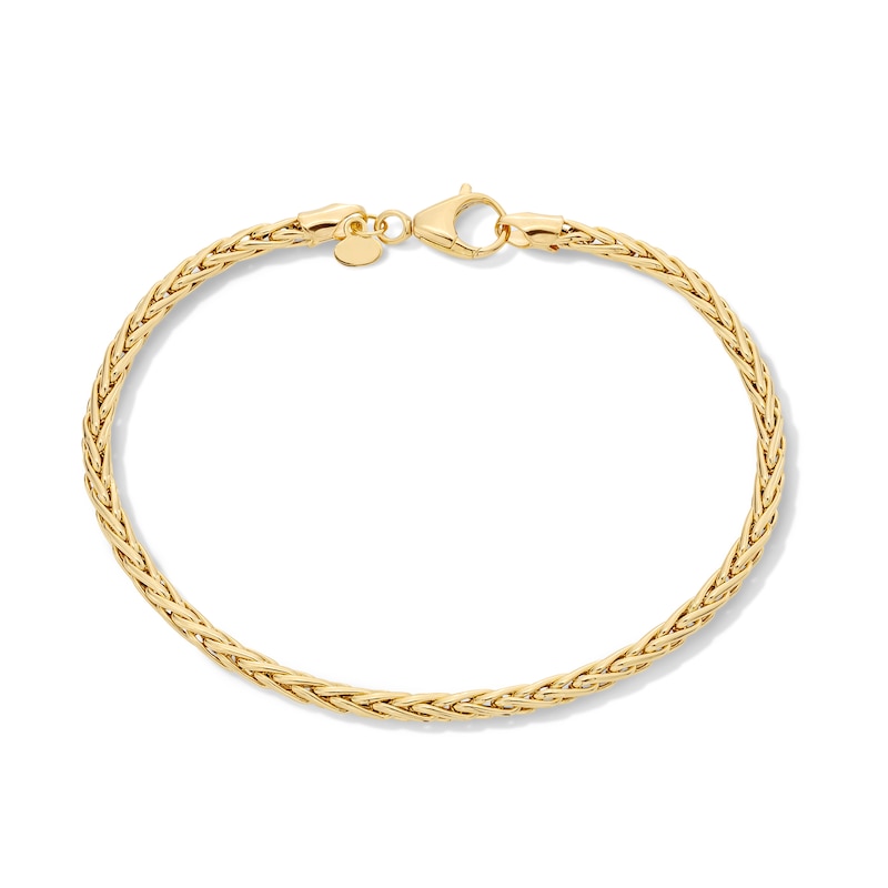 Main Image 1 of 3.0mm Wheat Chain Bracelet in Hollow 18K Gold - 7.25"