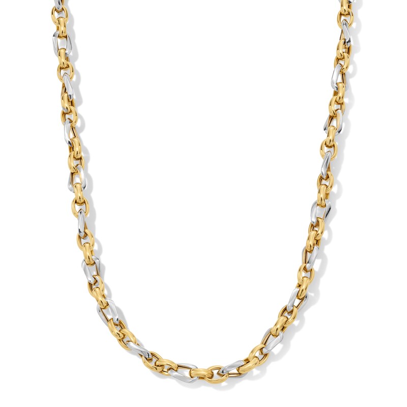 Main Image 1 of Link Chain Necklace in Hollow 18K Two-Tone Gold - 18"