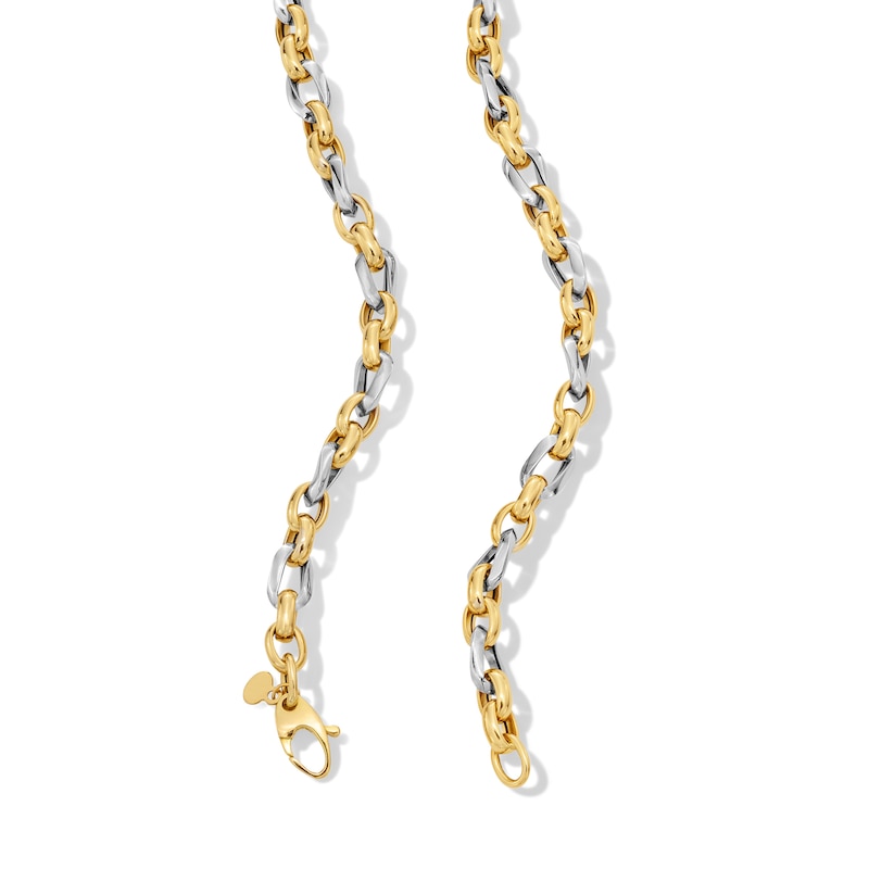 Main Image 2 of Link Chain Necklace in Hollow 18K Two-Tone Gold - 18"