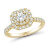 Thumbnail Image 1 of 0.95 CT. T.W. Diamond Double Cushion Frame Engagement Ring in 18K Gold