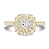 Thumbnail Image 3 of 0.95 CT. T.W. Diamond Double Cushion Frame Engagement Ring in 18K Gold
