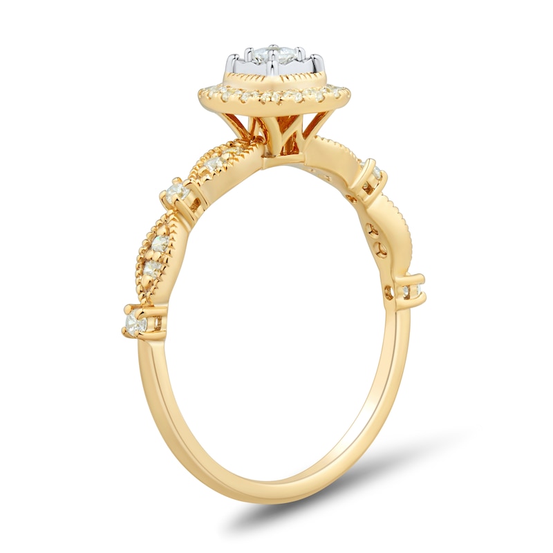 0.23 CT. T.W. Princess-Cut Diamond Cushion Frame Art Deco Vintage-Style Engagement Ring 10K Gold