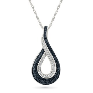0.23 CT. T.W. Black and White Diamond Twist Teardrop Pendant in Sterling Silver