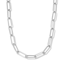 8.7mm Twisted and Polished Paper Clip Chain Necklace in Hollow Sterling Silver