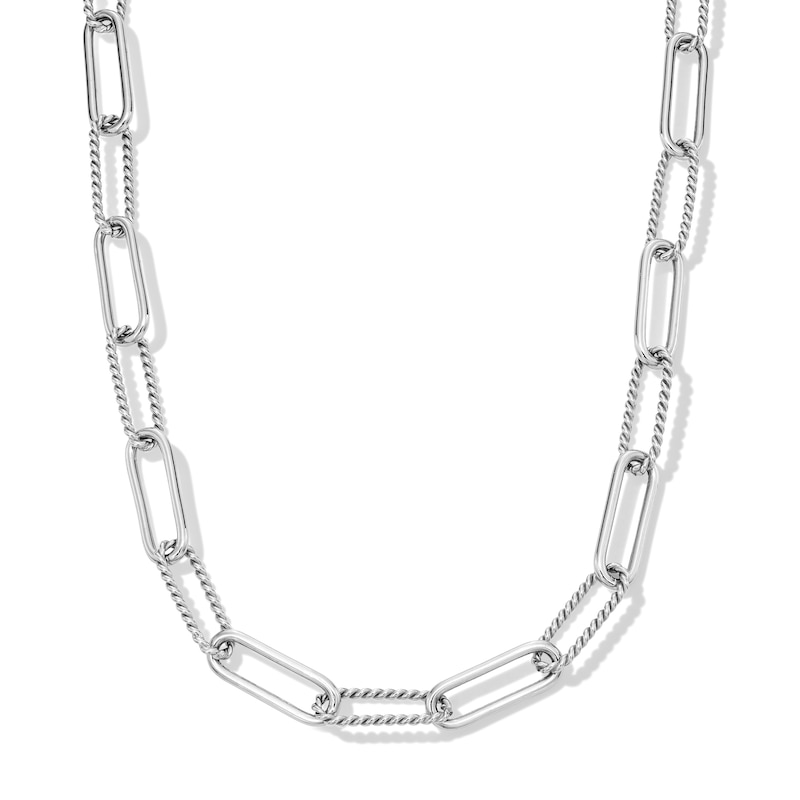 Main Image 1 of 8.7mm Twisted and Polished Paper Clip Chain Necklace in Hollow Sterling Silver